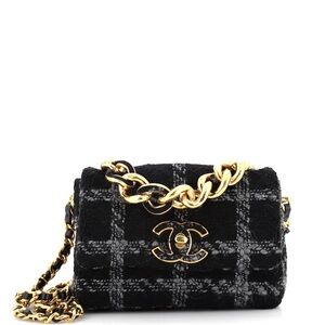 💕HP💕Chanel 19 Tweed small Flap Bag black and grey